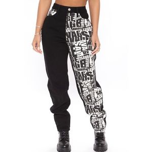 Black and White High Waist Jeans